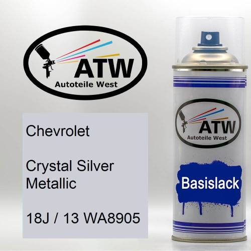 Chevrolet, Crystal Silver Metallic, 18J / 13 WA8905: 400ml Sprühdose, von ATW Autoteile West.